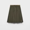 Pleated Poplin Midi-Skirt