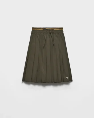 Pleated Poplin Midi-Skirt
