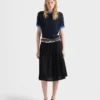 Pleated Rush Stitch Midi Skirt