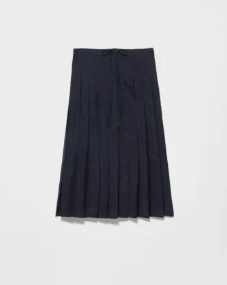 Pleated Silk Midi-Skirt