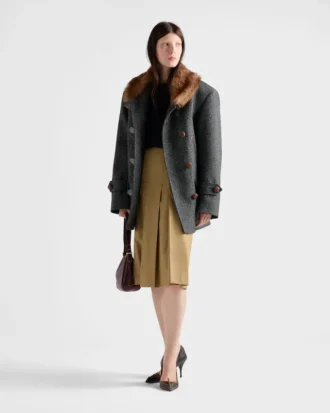 Pleated Technical Fabric Skirt