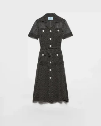 Polka-Dot Silk Chiffon Shirt Dress