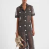 Polka-Dot Silk Chiffon Shirt Dress