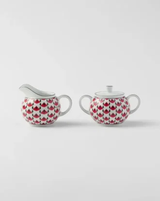 Porcelain Milk Jug and Sugar Bowl Set – Vienna Red