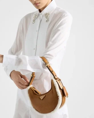 Prada Arqua Small Shearling Shoulder Bag