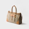 Prada Bonnie Linen and Leather Tote Bag