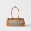 Prada Bonnie Medium Linen and Leather Handbag