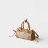 Prada Bonnie Small Linen and Leather Handbag