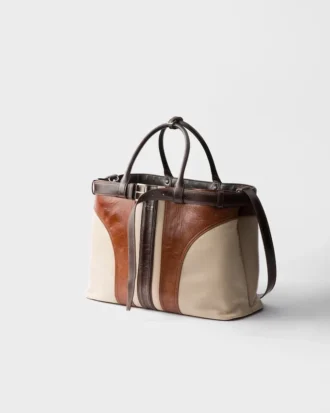 Prada Buckle Antiqued Leather Bag with Belt