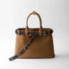 Prada Buckle Large Leather Bag with Studded Belt