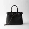 Prada Buckle Large Leather Bag with Studded Belt