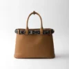 Prada Buckle Large Leather Bag with Studded Belt