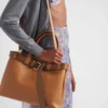 Prada Buckle Large Leather Handbag with Belt