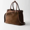Prada Buckle Large Suede Bag with Belt