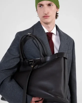 Prada Buckle Leather Bag with Belt