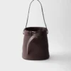 Prada Buckle Leather Bucket Bag with Belt