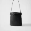 Prada Buckle Leather Bucket Bag with Belt