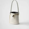 Prada Buckle Leather Bucket Bag with Jeweled Belt