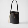 Prada Buckle Leather Bucket Bag with Jeweled Belt
