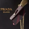 Prada Buckle Leather Bucket Bag with Jeweled Belt