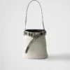 Prada Buckle Leather Bucket Bag with Studded Belt