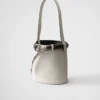 Prada Buckle Leather Bucket Bag with Studded Belt