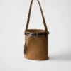 Prada Buckle Leather Bucket Bag with Studded Belt