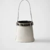 Prada Buckle Leather Bucket Bag with Studded Belt