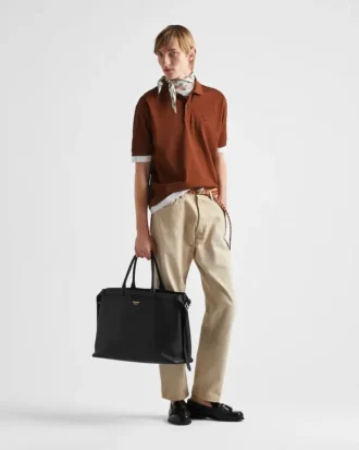 Prada Buckle Leather Handbag with Double Belt