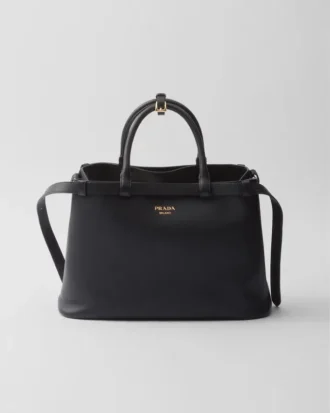 Prada Buckle Medium Leather Handbag with Double Belt