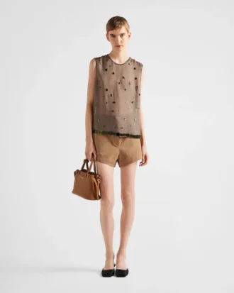 Prada Buckle Small Leather Handbag with Double Belt