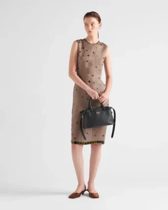 Prada Buckle Small Leather Handbag with Double Belt