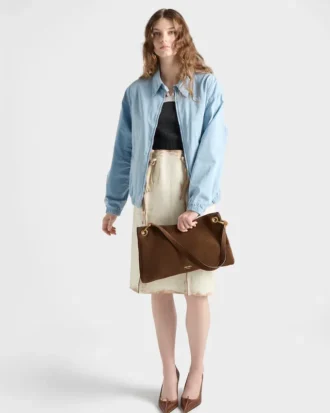 Prada Etude Large Suede Shoulder Bag