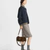 Prada Explore Medium Suede Shoulder Bag with Flap
