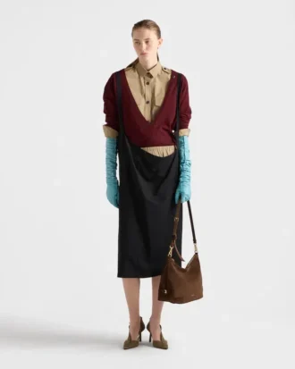 Prada Fold Large Suede Bag