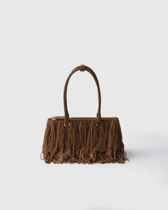 Prada Galleria Medium Suede Bag with Fringe