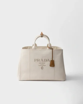 Prada Jardiniare Extra-Large Linen Blend Tote Bag