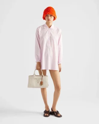 Prada Jardiniare Large Linen Blend Handbag