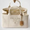 Prada Jardiniare Large Linen Blend Handbag