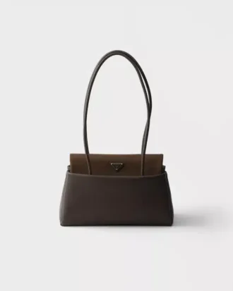 Prada Passage Medium Leather Bag with Re-Nylon Flap
