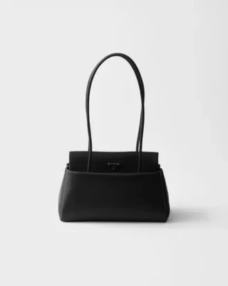 Prada Passage Medium Leather Bag with Re-Nylon Flap