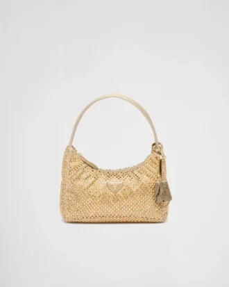 Prada Re-Edition Mini Satin Bag with Crystals