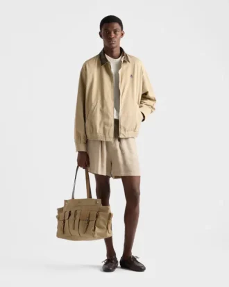 Prada Route Canvas and Leather Tote Bag