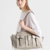 Prada Route Large Canvas and Leather Tote Bag