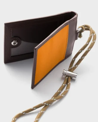 Prada Speedrock Re-Nylon and Leather Card Holder with Strap