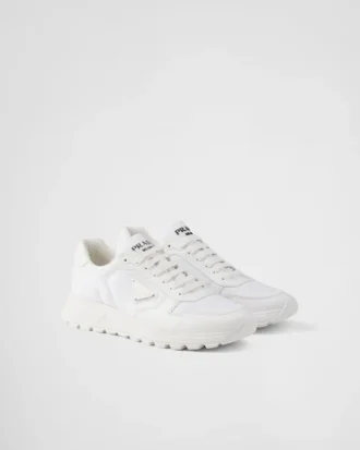 Prax 01 Re-Nylon and Brushed Leather Sneakers