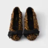Printed Leather Ballerinas with Bow