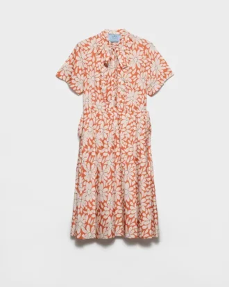 Printed Pleated Ponga Dress