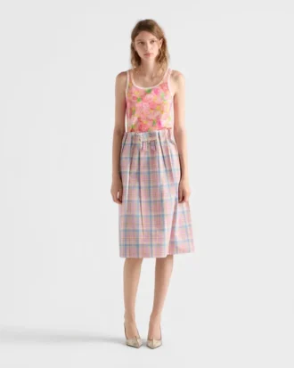 Printed Ribbed Knit Cotton Tank Top