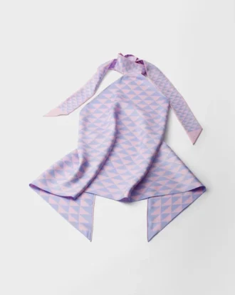 Printed Silk Twill Halter Top